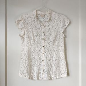 Michael Kors | lace button up blouse in cream